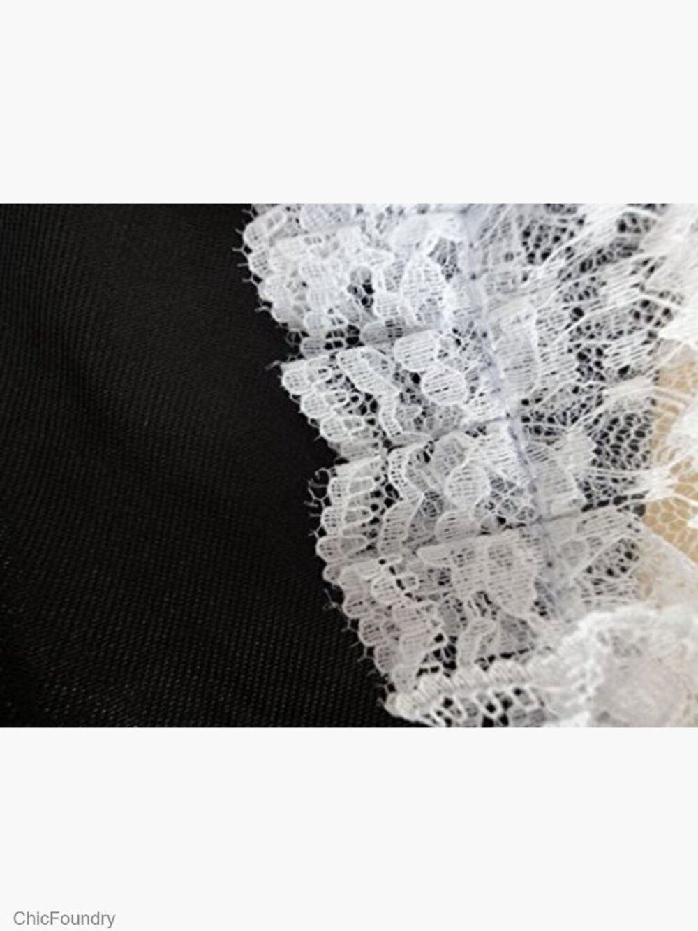 Sexy French Maid Costume Lace Up Front Mini Dress Satin Puff Sleeve Costume - Picture 4 of 7